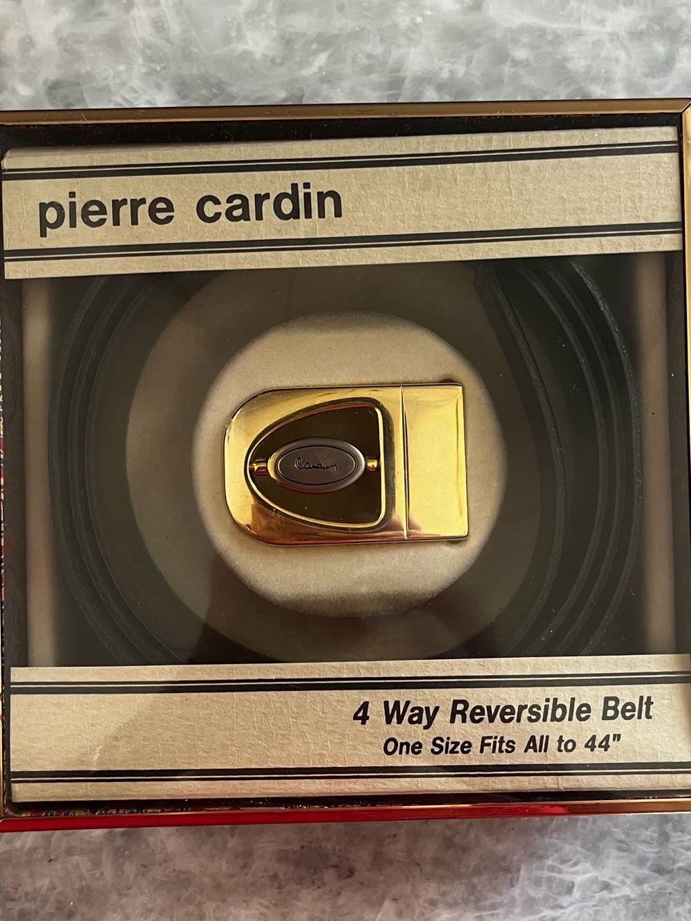 Vintage Pierre Cardin Reversible Men's Belt with Gold Buckle and Black Strap